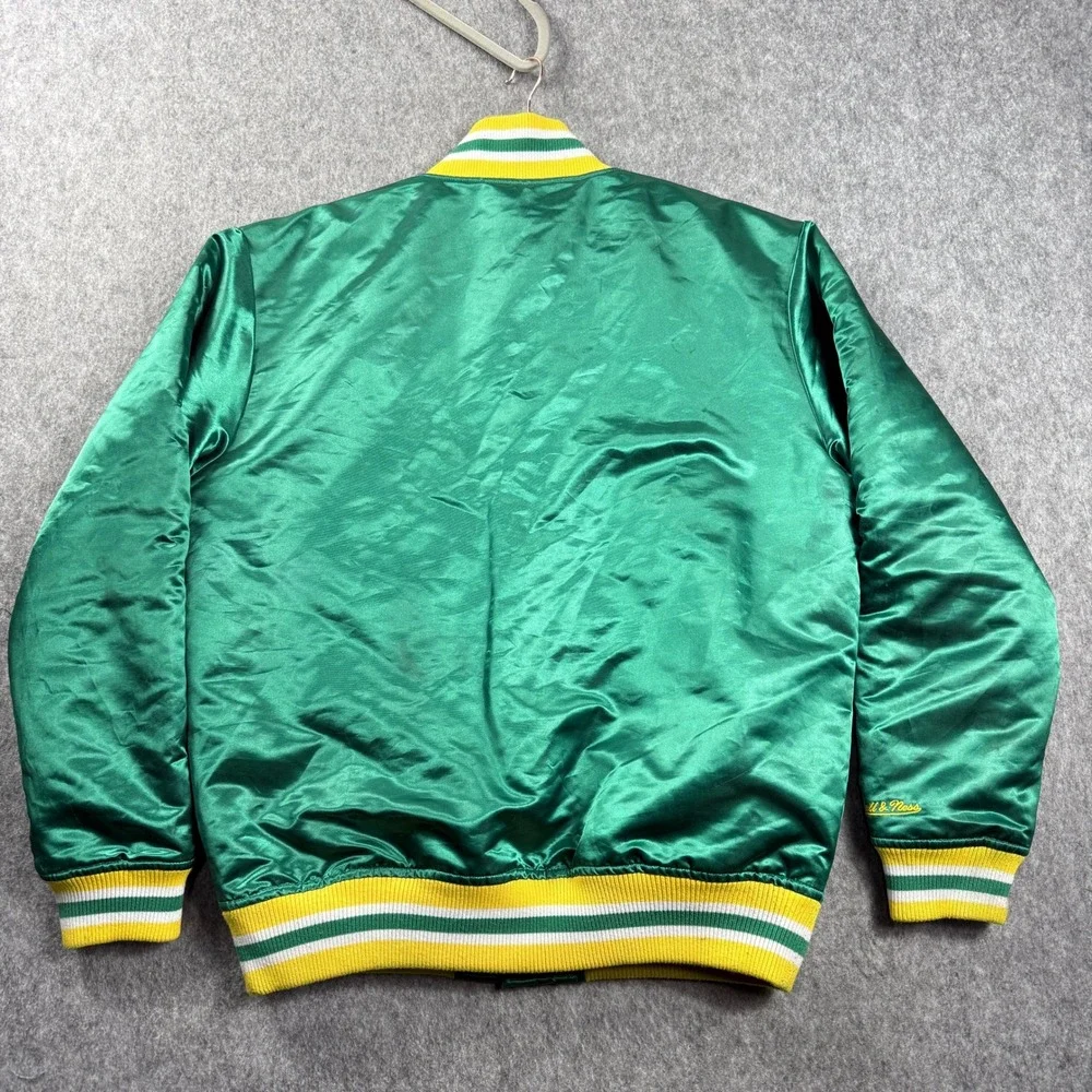 Mitchell & Ness Mens Jacket L Green Satin‎ Varsity NBA Seattle Supersonics